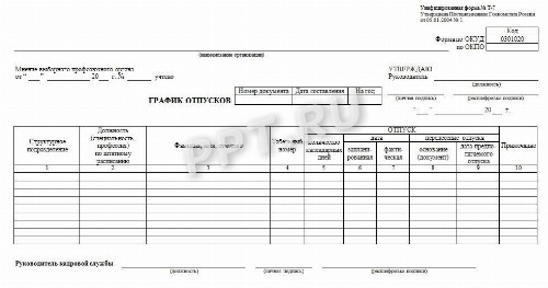 Выписка из графика отпусков образец 2022