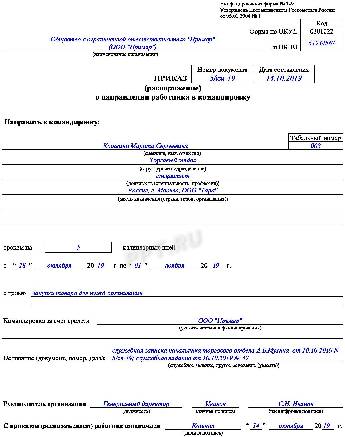 Работа командированного персонала