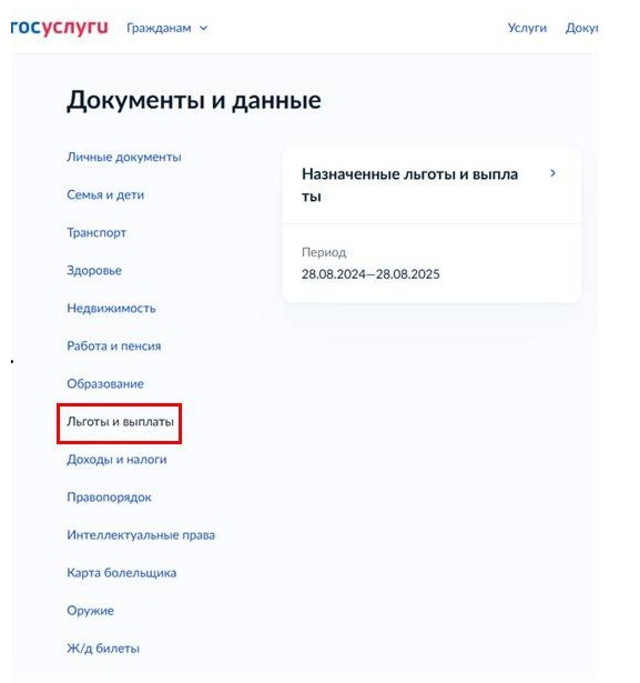Шаг 2 получения на Госуслугах данных о льготах Шаг 2 получения на Госуслугах данных о льготах