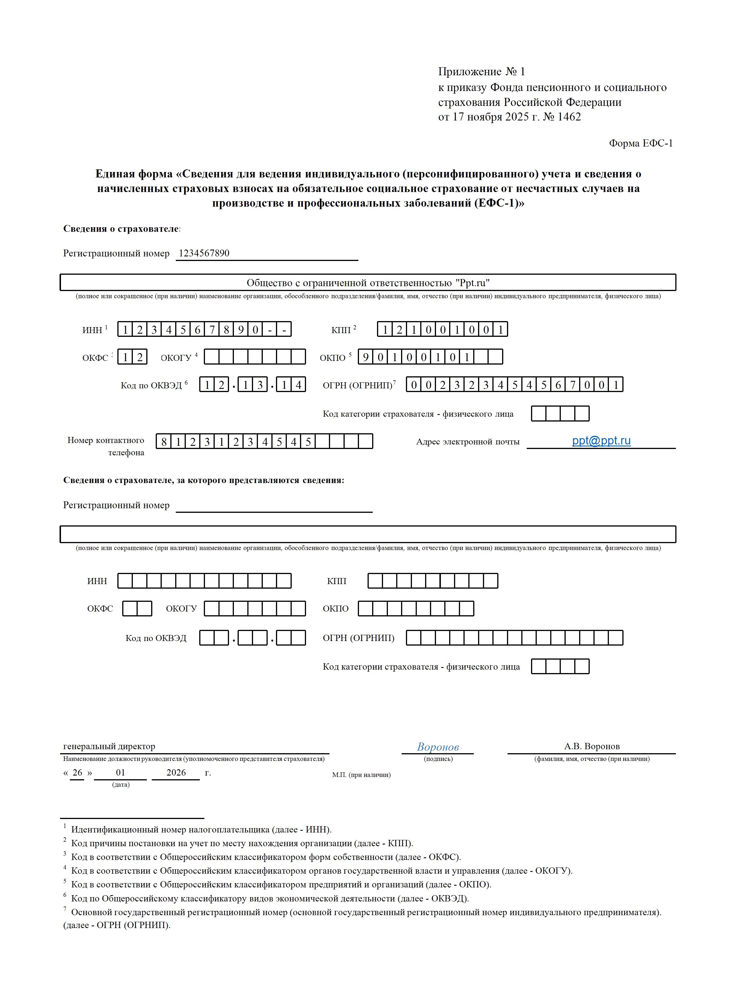 Образец заполнения титульного листа