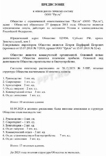 Опись дел постоянного хранения — образец заполнения в 2024 году