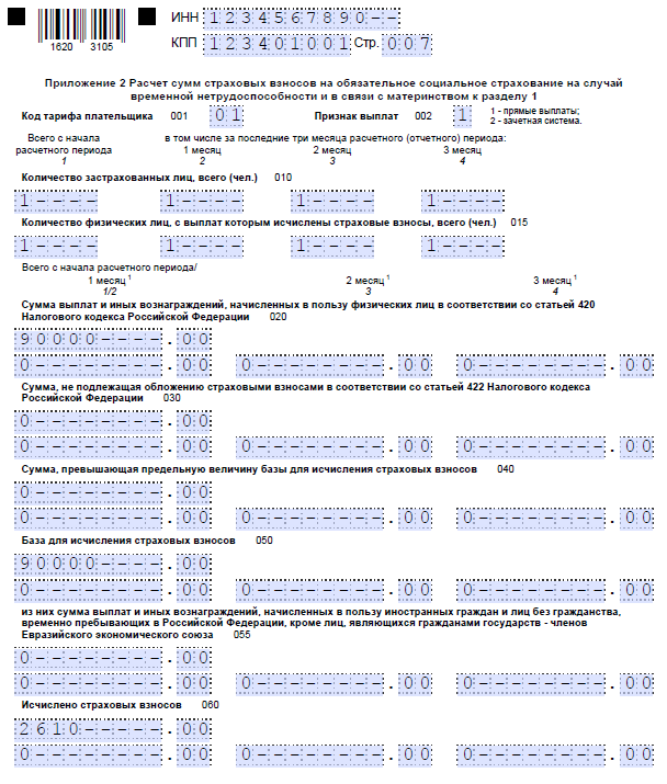 Образец нулевого расчета по страховым взносам 2022