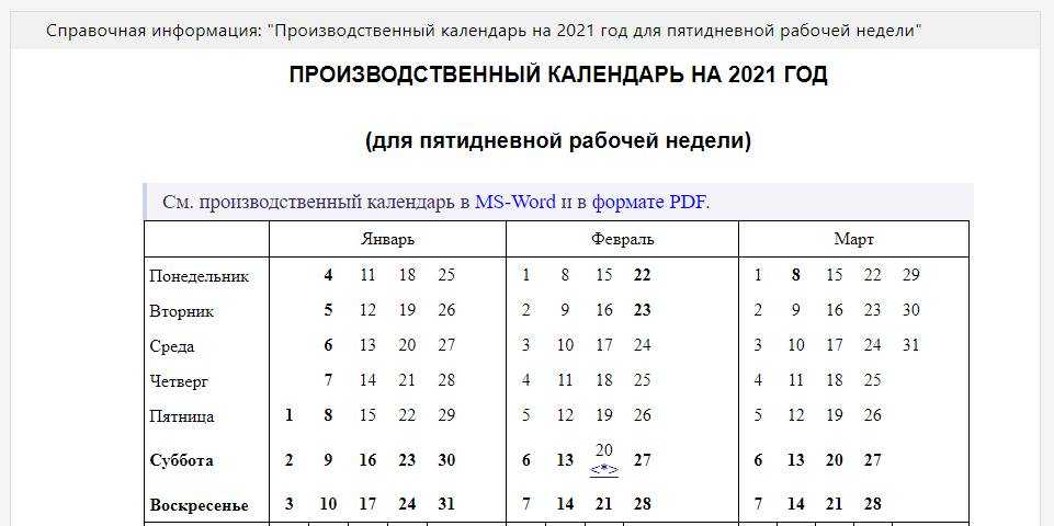 Отпуск при 5 дневной рабочей неделе