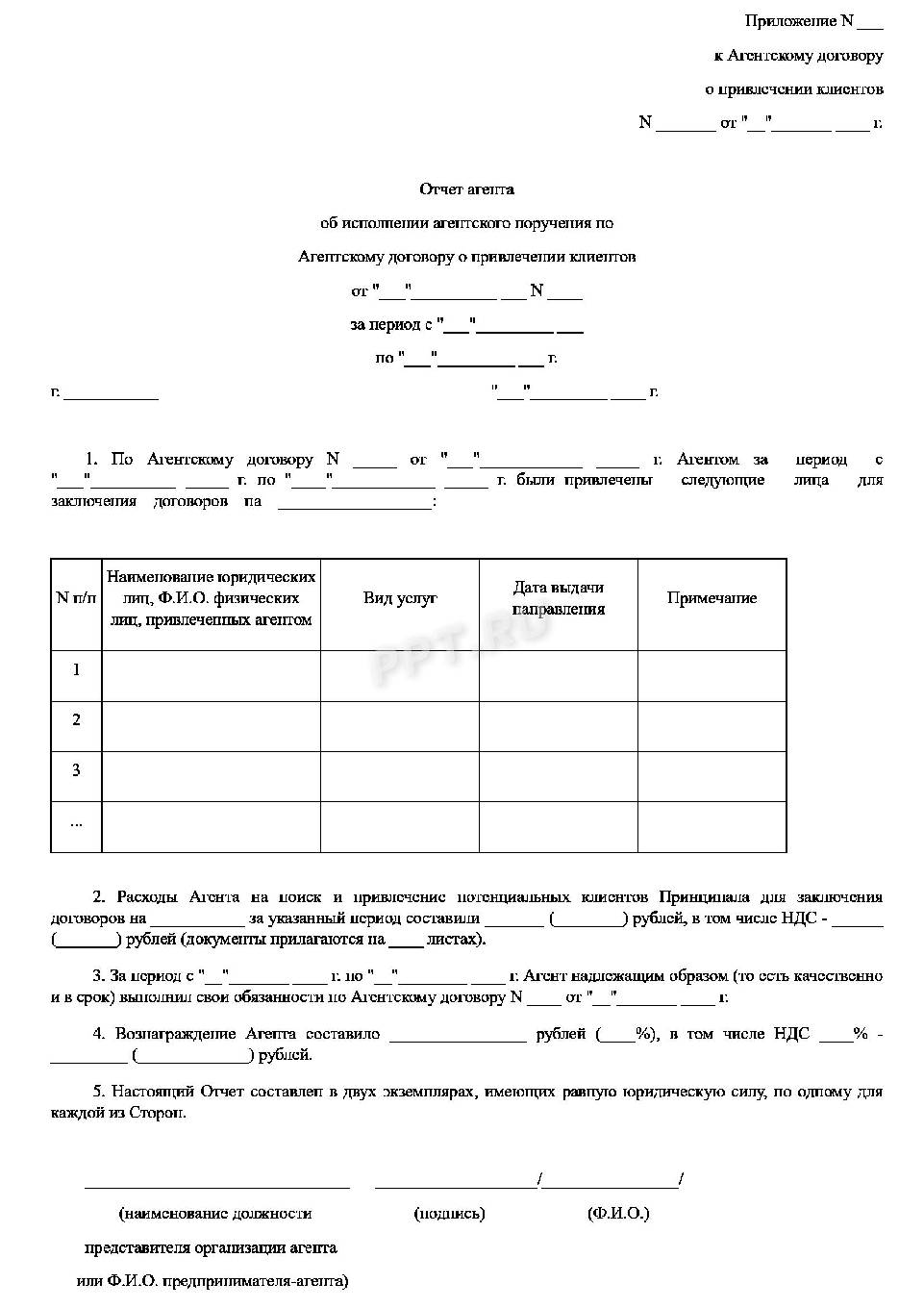 Отчет агента по поиску покупателей образец