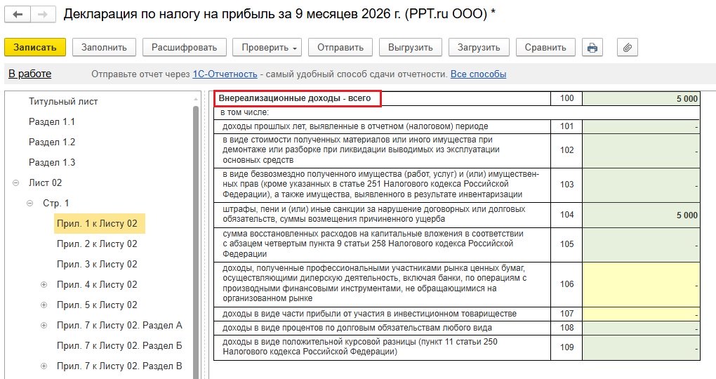 Внереализационные доходы в декларации по налогу на прибыль Внереализационные доходы в декларации по налогу на прибыль