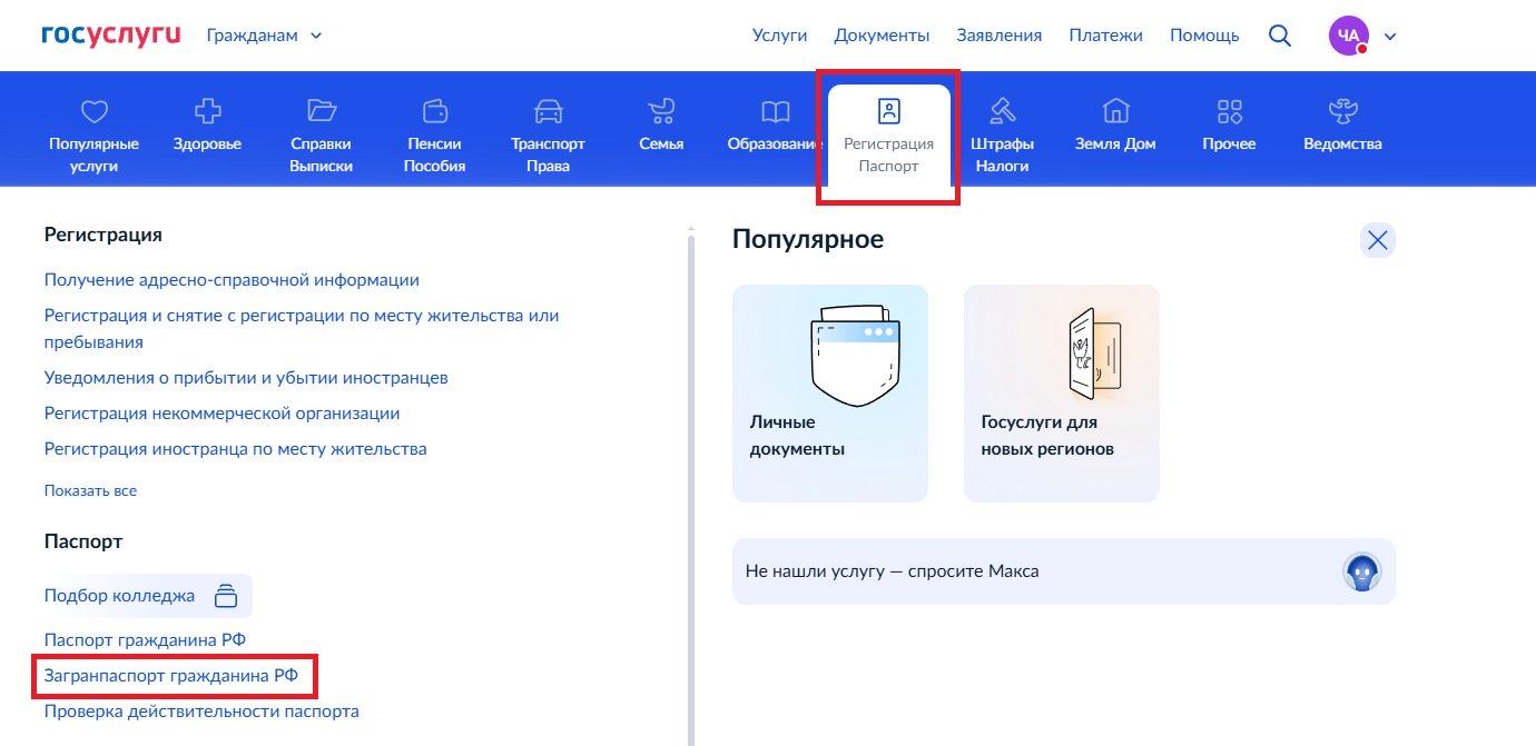 Выбор услуги получения загранпаспорта на госуслугах Выбор услуги получения загранпаспорта на госуслугах