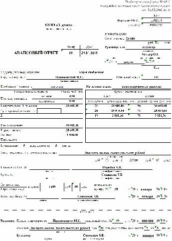Как заполнить авансовый отчет образец