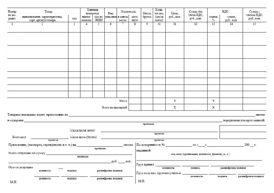 Образец торг 12 бланк excel образец заполнения