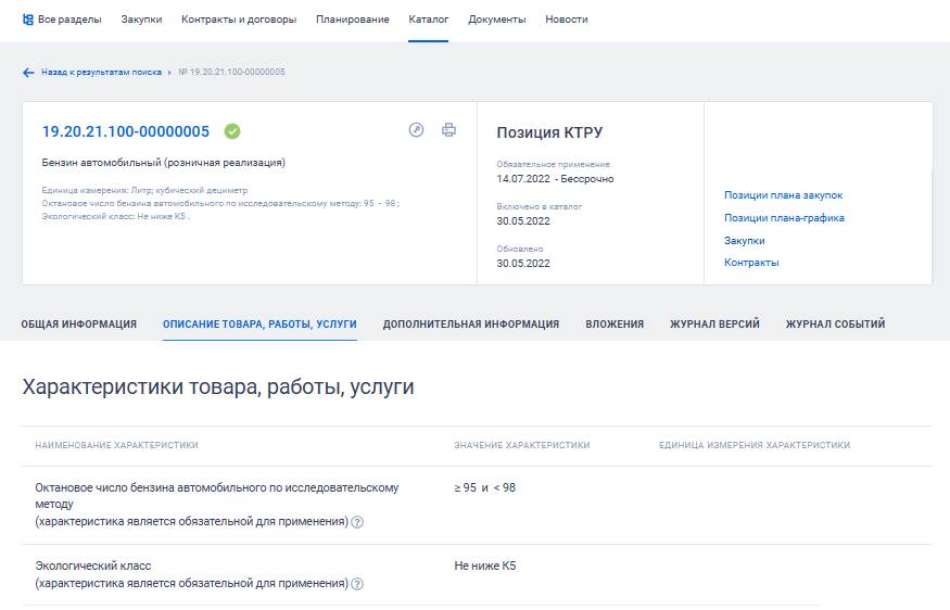 Характеристики в КТРУ Характеристики в КТРУ
