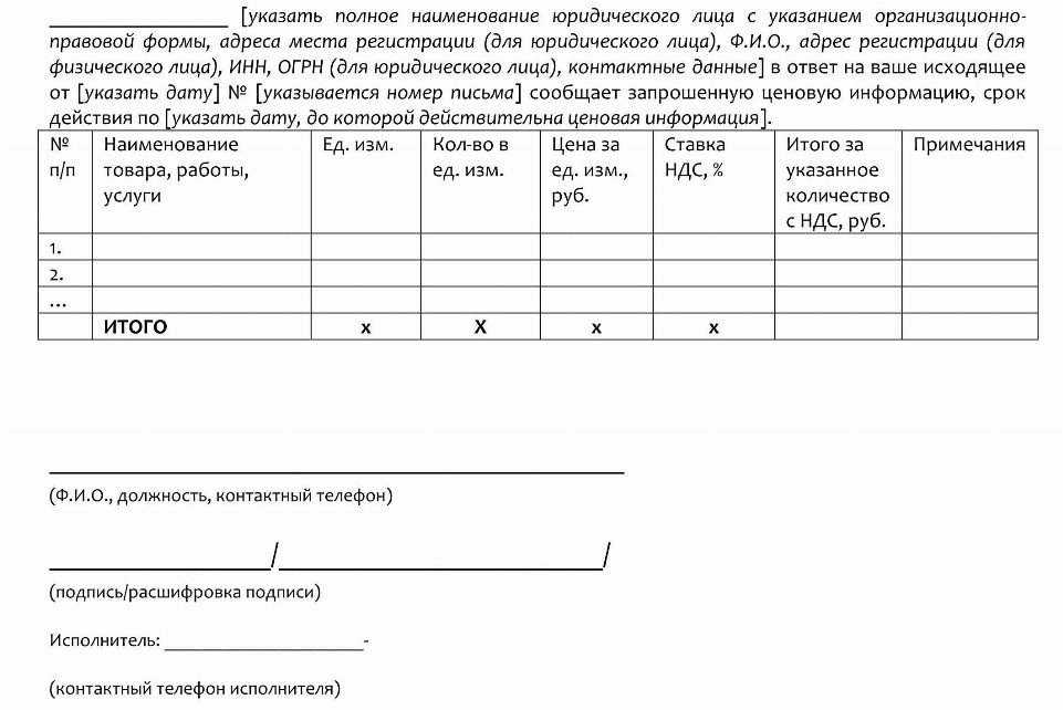 Образец запроса коммерческих предложений по 44 ФЗ 2024 | Скачать форму ...