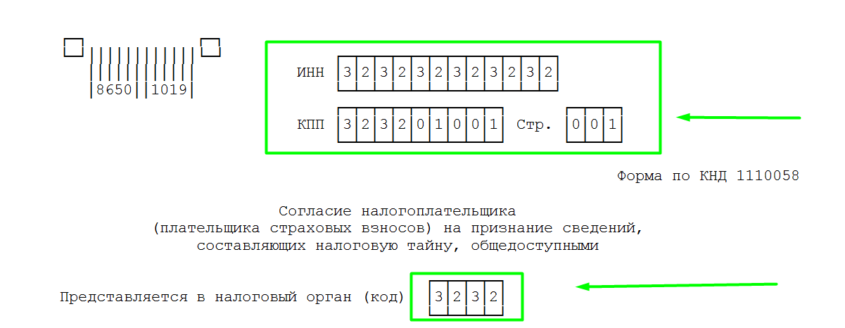 Налоговая тайна коды. Форма по КНД 1110058. Форма по КНД 1110058 образец заполнения. Заполнение согласия налогоплательщика. Согласие на признание сведений общедоступными.