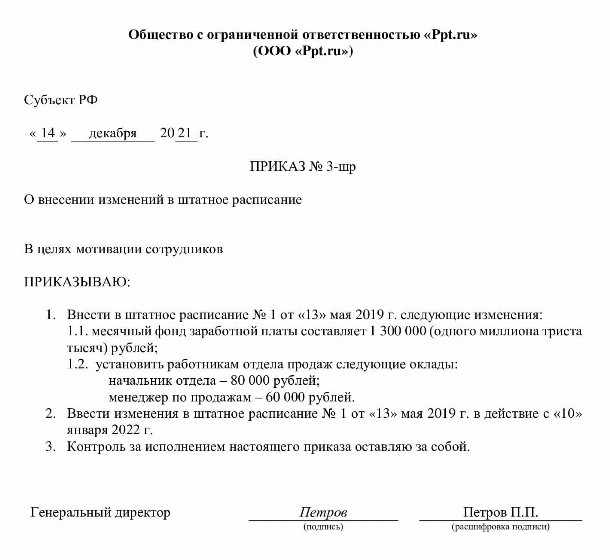 Образец утверждения документа руководителем