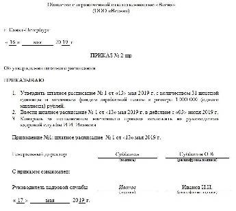 Приказ на утверждение тарификационного списка образец