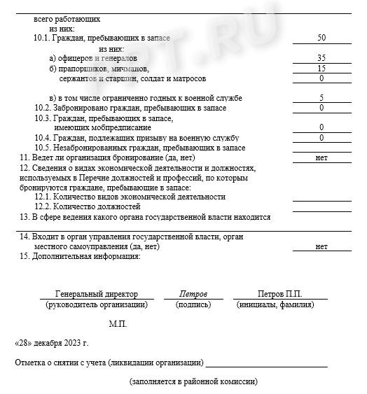 Отчет в военкомат от юрлица в 2023 году — как делать и по какой форме ...