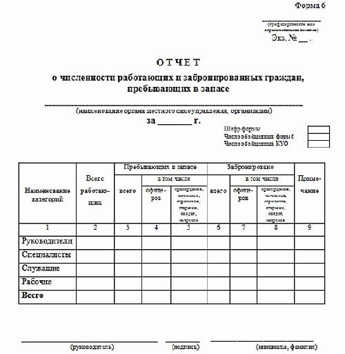 Отчет о численности работающих и забронированных