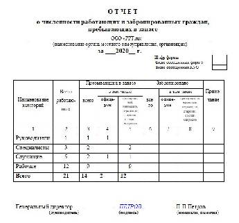 Отчет форма 6 военкомат образец заполнения