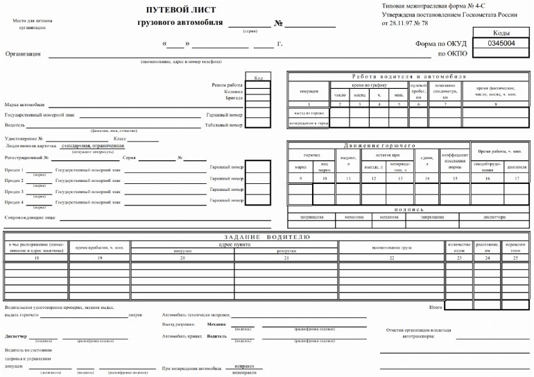 Расчет путевки автомобиля