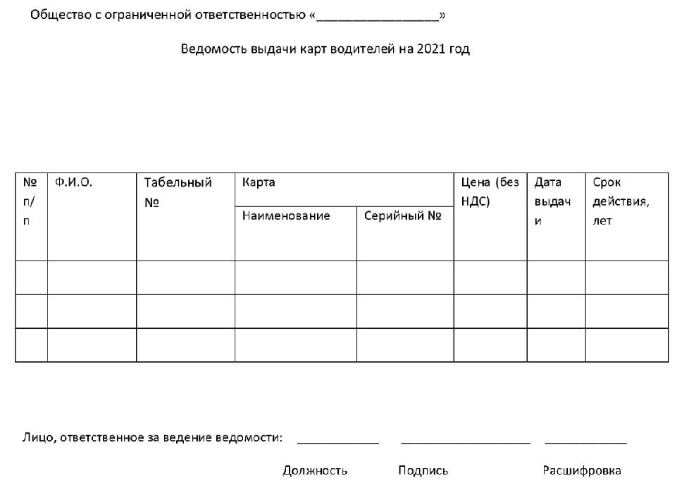 График работы водителей образец