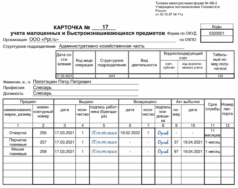 Карточка учета пожара образец заполнения