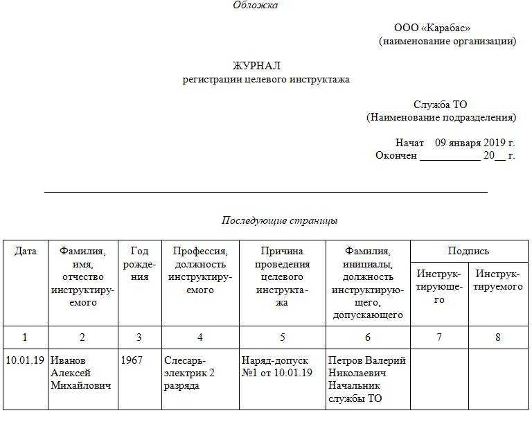 Протокол проведения инструктажа образец