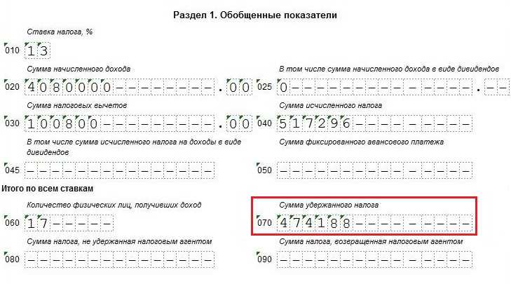 6 ндфл за 4 квартал 2020 образец заполнения