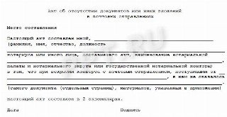 Акт об отсутствии вложения в письме образец