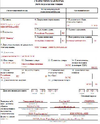 Статистическая форма учета перемещения товаров excel