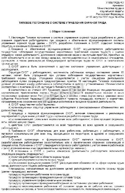 Положение о системе управления охраной труда в школе 2021 в ворде