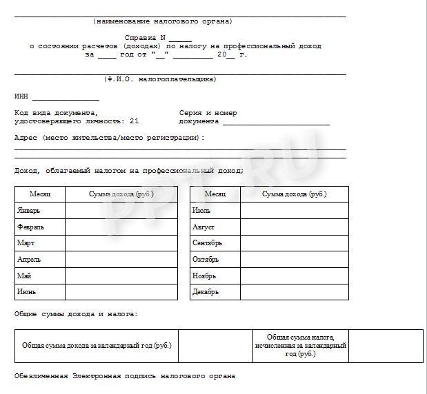 Как выглядит справка о доходах самозанятого для соцзащиты образец