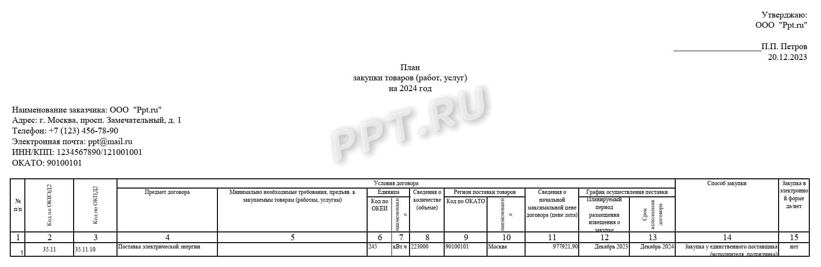 Образец плана закупок 223 ФЗ на 2024 год | Скачать форму, бланк