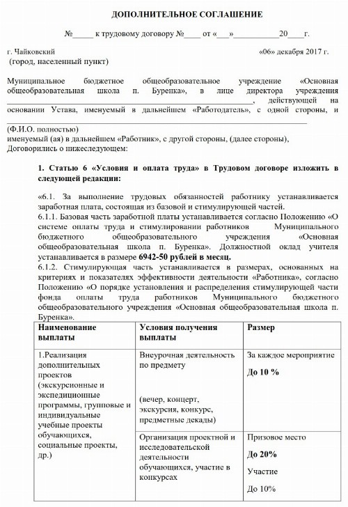 Образец эффективного контракта с учителем школы 2025 | Скачать форму, бланк
