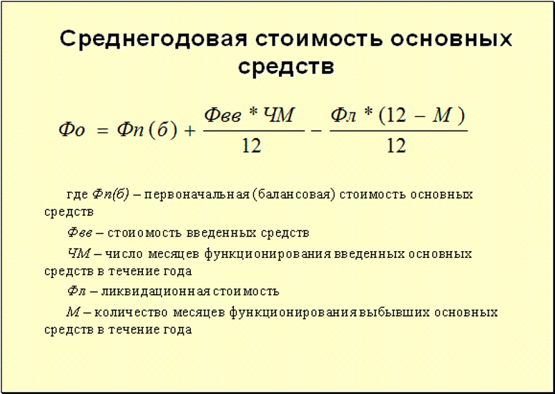 Среднегодовая сумма имущества. Формула определения среднегодовой стоимости основных средств. Средняя годовая стоимость основных средств формула. Как найти среднегодовую стоимость основных средств. Средняя годовая стоимость основных фондов формула.