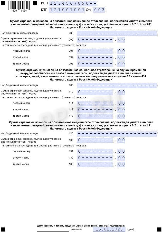 Образец РСВ за 4-й квартал 2024 года (стр. 3)