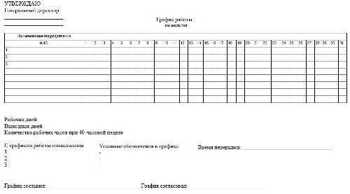 Образец график работы на вахте образец