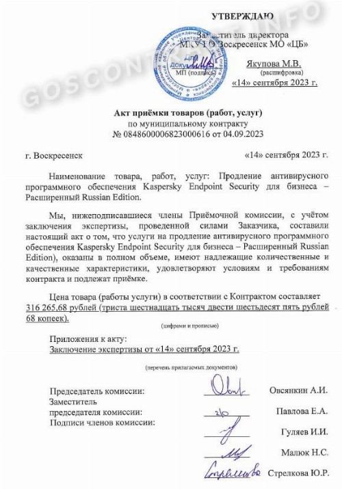 Образец акта приемочной комиссии по 44-ФЗ в 2024 году
