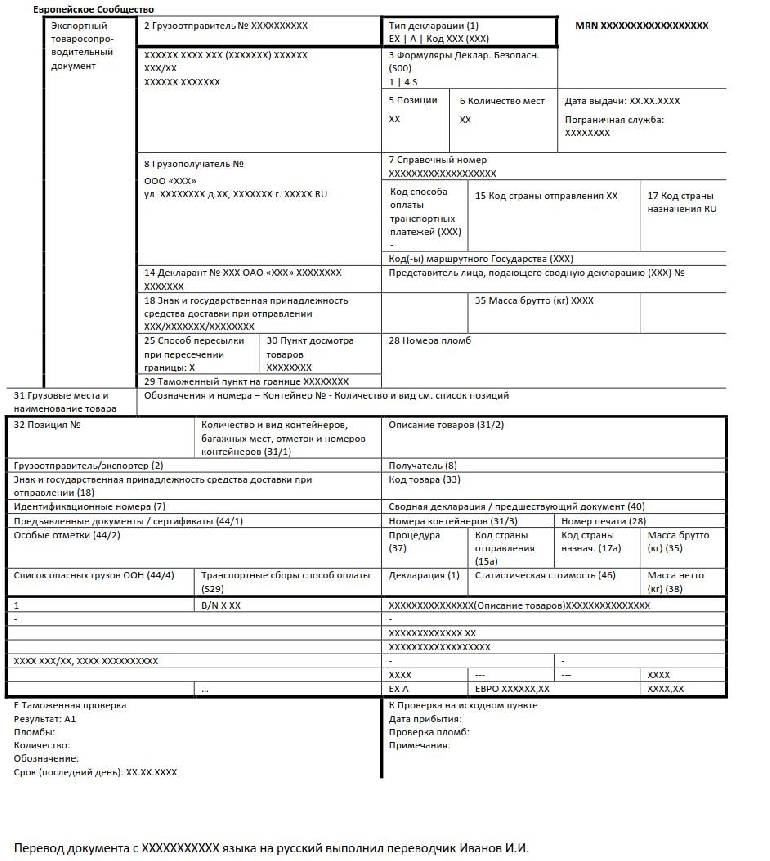 Экспортная таможенная декларация образец