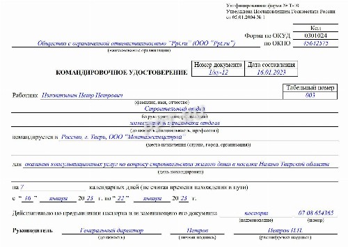 Образец командировочного листа 2024 | Скачать форму, бланк. Пример ...