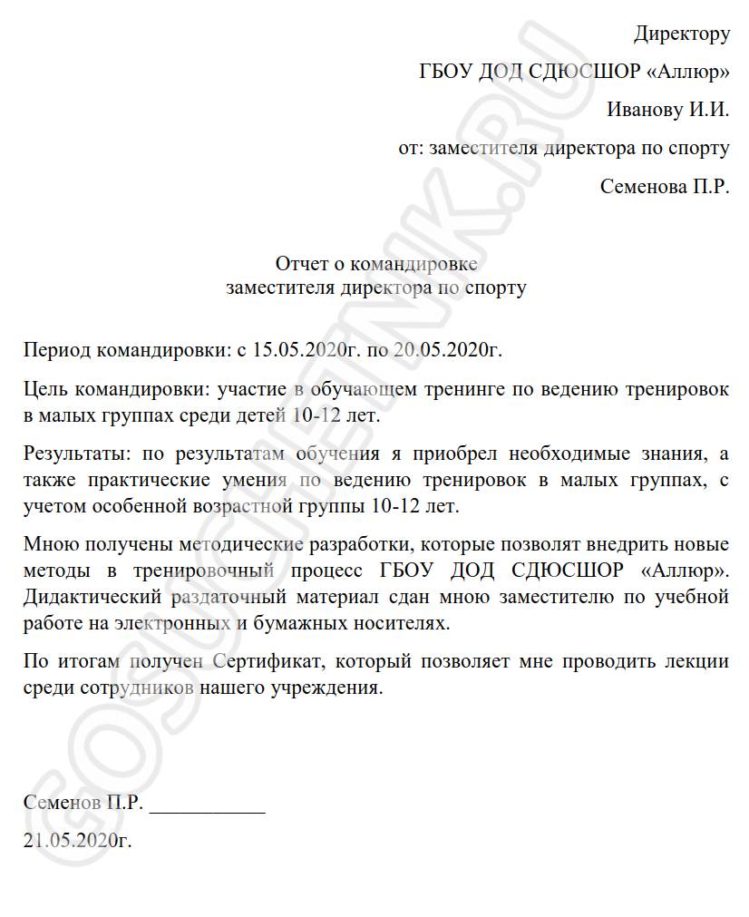 Отчет о командировке в 2024 году — бланк и образец заполнения