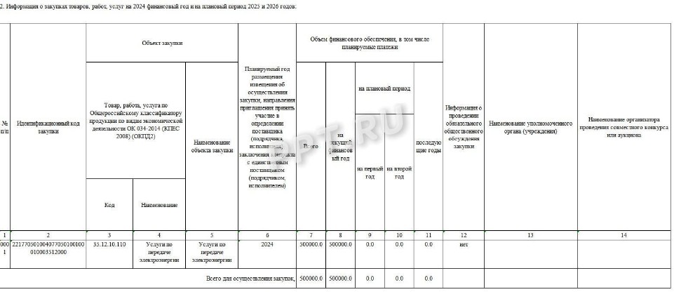 Образец плана-графика закупок на 2024 год | Срок размещения в ЕИС