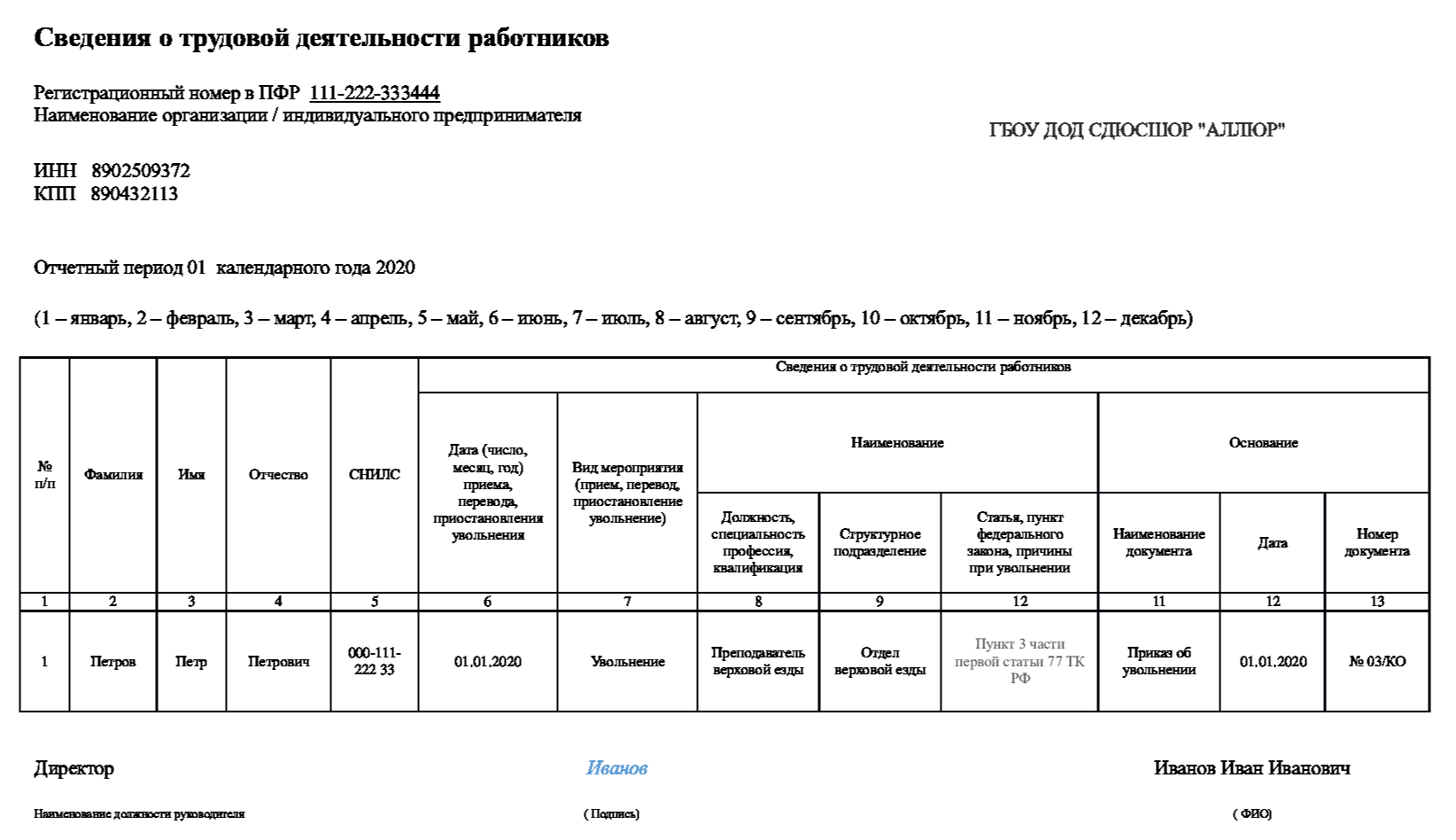 Расчет новый отчет