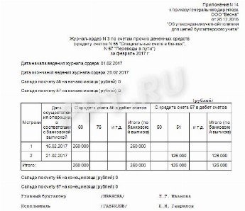 Журнал ордер 15 образец заполнения