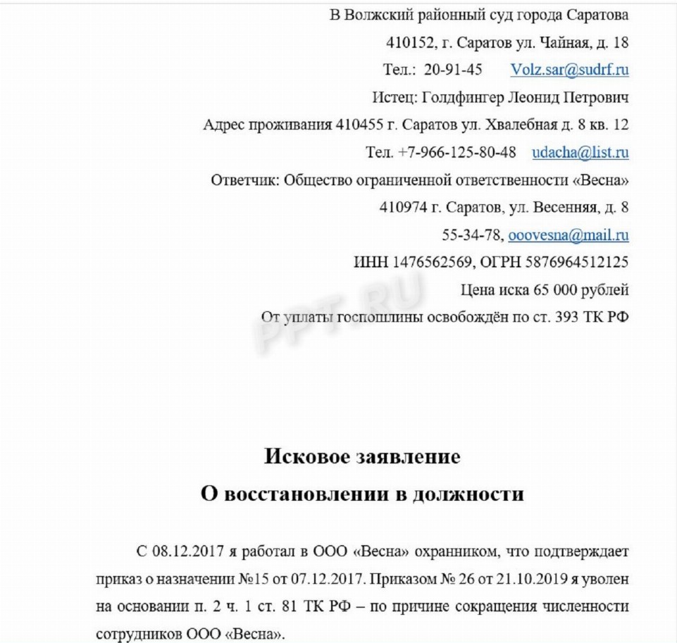 Исковое заявление в суд на работодателя – образец 2024