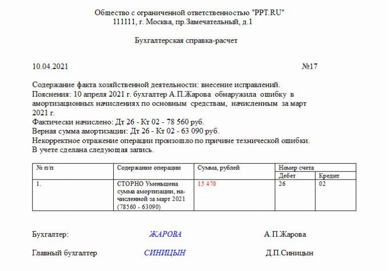 Приказ об исправлении ошибок в бухгалтерском учете образец