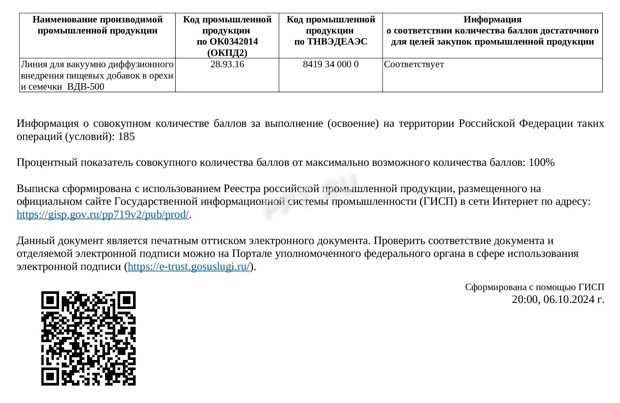 Как выглядит выписка товаров из реестра Минпромторга (стр. 2)