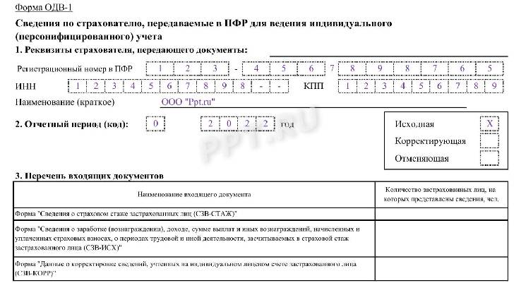 Как заполнить одв 1 в 1с