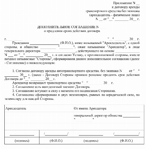 Образец дополнительного соглашения о продлении срока действия договора ...