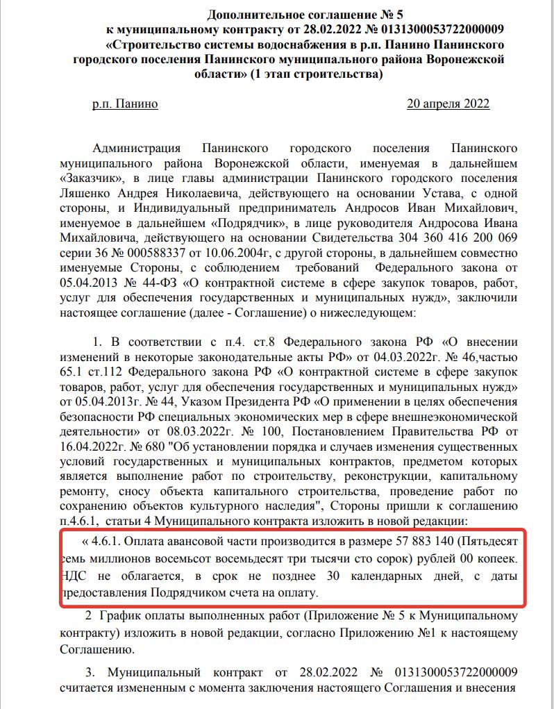 Допсоглашение к контракту