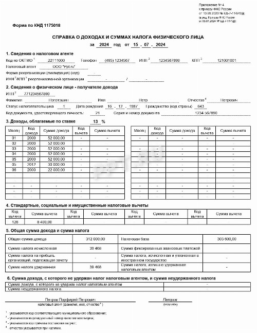 Образец запроса справки 2-НДФЛ у работодателя в 2024 году