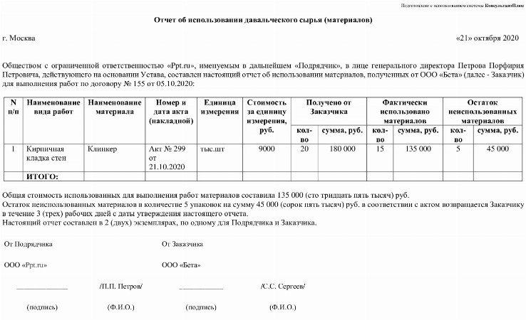 Договор переработки давальческого сырья образец и приложение