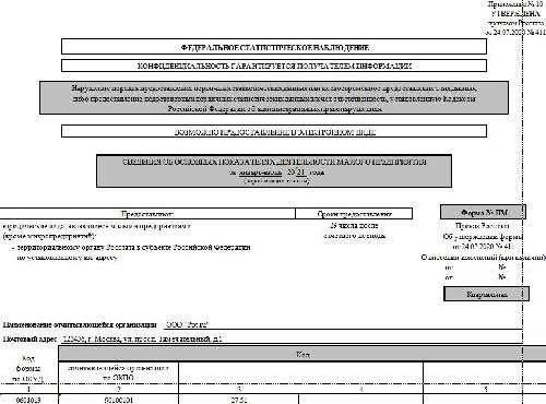 Образец заполнения формы пм